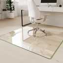 Koonmi Tempered Glass Chair Mat 45"x53" - Premium Office Chair Mat for Hardwood Floors & Low-Pile Carpet with 4 Non-Slip Pads - Thick Scratch-Resistant Surface (Clear)