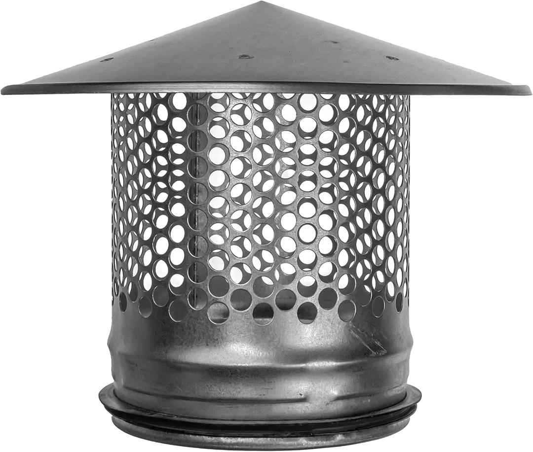 5 Inch Round Roof Rain Cap HVAC Vent Galvanized Steel All Weather Chimney Cap Roof Top Round Roof Vent with Rubber Gasket for Perfect Insulation Vent Cover (5'' Inch)