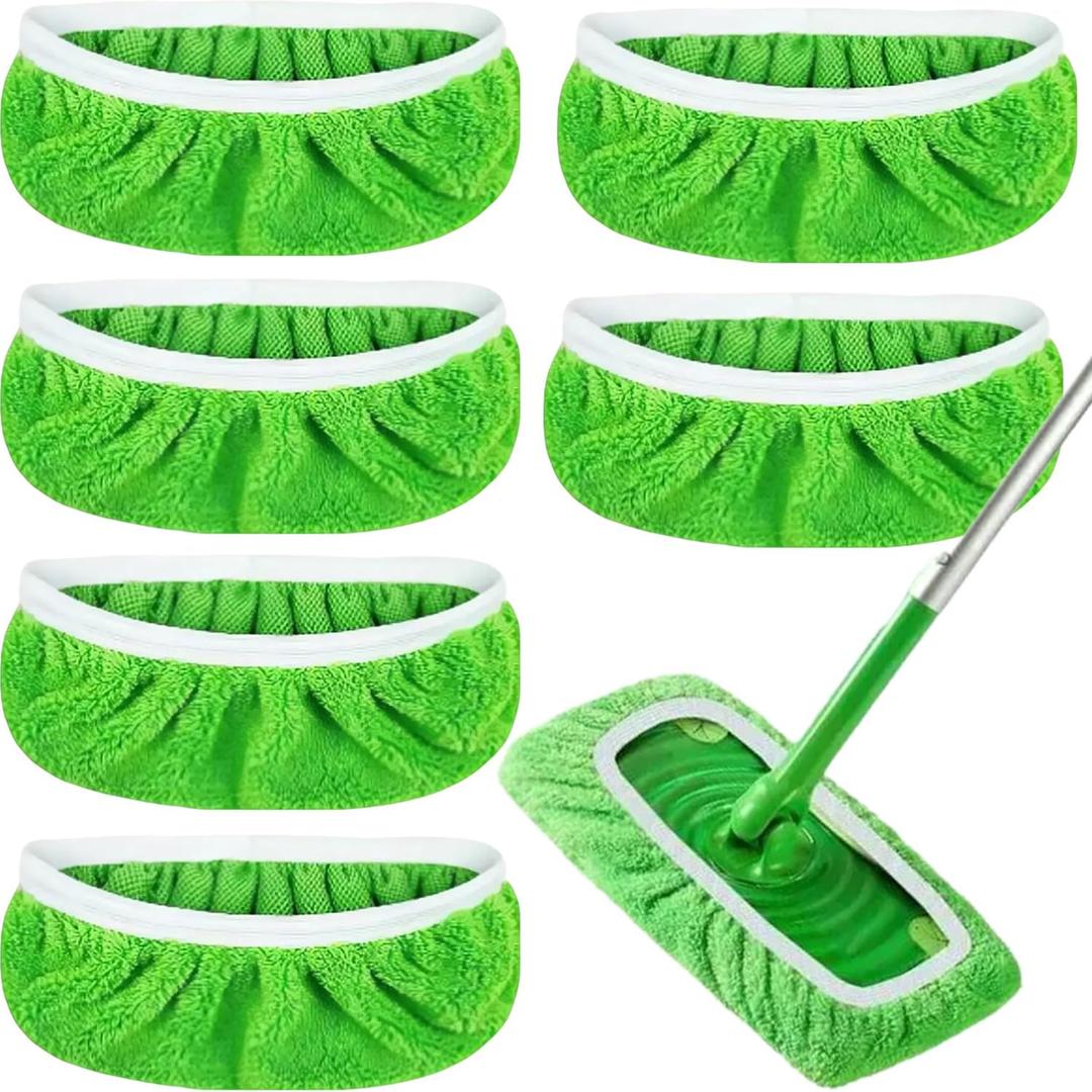6Pack Reusable Coral Fleece Mop Pads Washable Wet Mopping Cloths and Dry Sweeping Cloths for Swiffer Sweeper – Washable Wet & Dry Microfiber Pads for Surface/Hardwood Floor Cleaning, Tile & More.