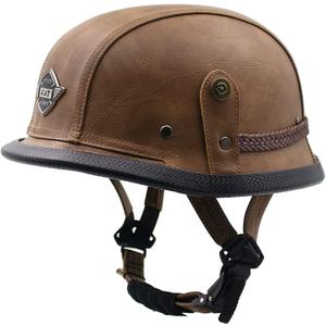 Retro Motorcycle Half Helmet German Style Leather Half Face Helmet Adult Men Women Half Shell Helmet,for Street Scooter Moped Cap Cruiser Jet Style
(Dark Brown, XL)