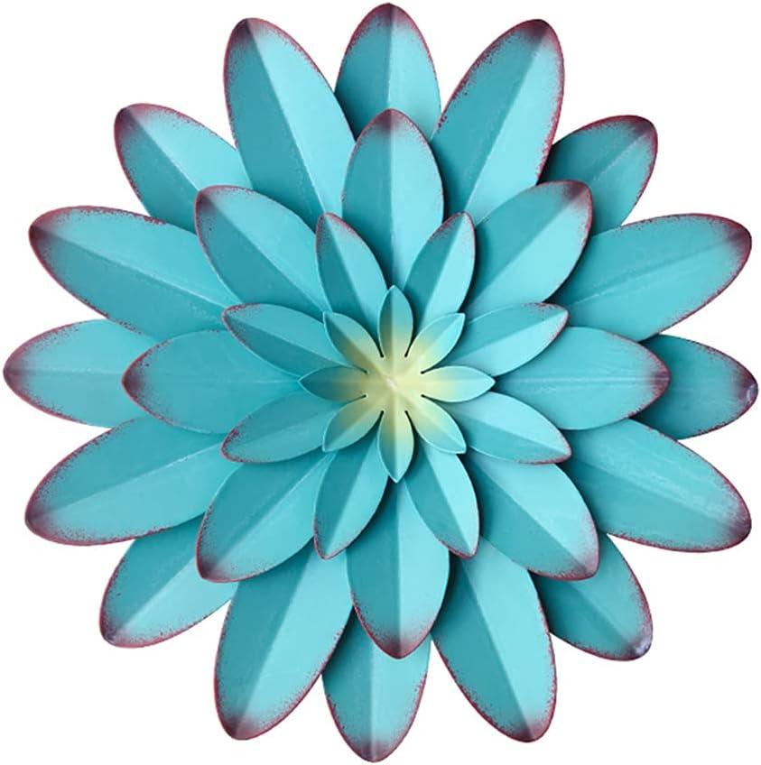 AHYS Wall Art Metal Wall Decor, 12Inch Blue - Indoor Outdoor Metal Flowers Wall Decor for Living Room Bedroom Bathroom Garden