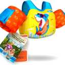 AEOCOO Puddle Float Jumper 20-30 Pounds, Toddler Swim Vest for 1-2 Years Old, Pool Floats with Swimming Arm Floaties Swim Jacket with Water Wings for Kids Swimmies, Boys, Girls, Shark