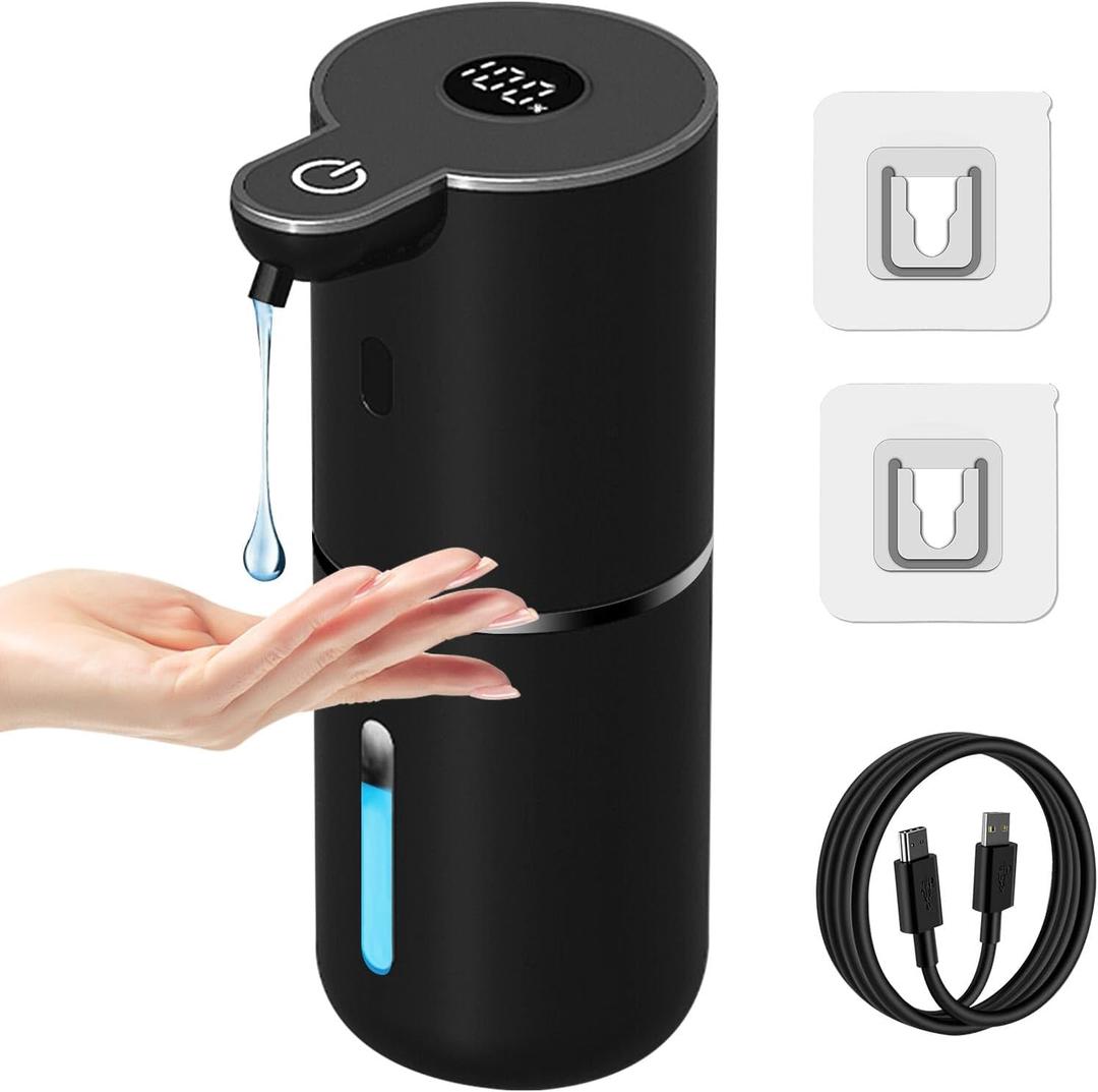 OHIFAST Automatic Liquid Soap Dispenser Touchless, USB Rechargeable Smart Hand Soap Dispenser, 6-Level Adjustable, 12.8oz/380mL, Compatible with Thick Thin Dish Soap for Bathroom Kitchen,Black
