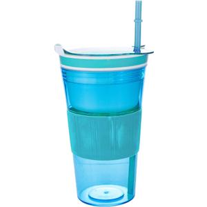 Women Men Snack and Drink Cup Combo All-in-One Tumbler for On-The-Go (Blue Pack of 1)