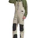 FREE SOLDIER Men's Ski Bibs Snow Insulated Waterproof Winter Overalls Ripstop Snowboarding Pants (Khaki Medium/30)