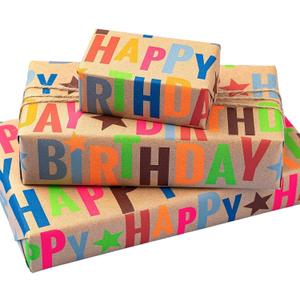Kraft Wrapping Paper Roll Colorful Text Happy Birthday Design Perfect for Birthday Holiday Wrap 17 inch X 33 feet