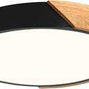 Vikaey Modern LED Ceiling Light, Minimalist Wood Flush Mount Ceiling Light Fixture, 4000K Not Dimmable, Circle Lighting Lamp with Acrylic Lampshade for Bedroom Laundry Room Hallway (Black,11.8")