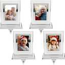 Stocking Holders for Mantle - Set of 4 Picture Frame Holders - White Photo Christmas Hanger