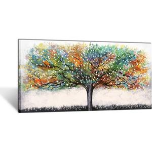 KREATIVE ARTS Large Living Room Wall Decor Abstract Canvas Wall Art Colorful Trees Landscape Painting Picture Giclee Print Framed Artwork Modern Home Bedroom Wall Decoration Ready to Hang 20x40inch