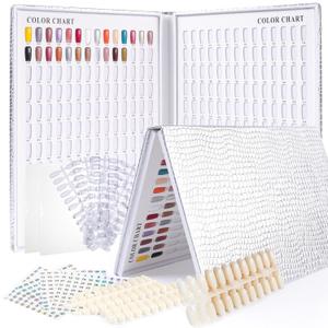 308 Colors Nail Swatches Book with 480 Nail Tips Nail Colors Book Professional Nail Display Chart Nail Gel Polish Practice Display Card Book for Nail Polish UV Gel, Nail Art Design (1 Fl Oz (Pack of 1), Silver)