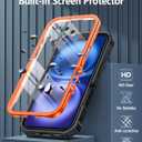 FNTCASE for iPhone 16 Phone Case: Military Grade [Built-in Screen Protector] [Kickstand] Matte Textured Drop Proof Protection Cover | Rugged Shockproof TPU Protective Sturdy Cases - Orange