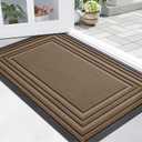 Buganda Front Door Mat Indoor Outdoor Entrance, Non-Slip Natural Rubber Doormats, Easy Clean, Low Profile, Dirt Trapper Entryway Floor Mats for Outside, Garages and Patios, 29.5x17, Light Brown