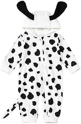 Merqwadd Baby Dog Halloween Costume Boy Girl Dalmatian Spotted Puppy Onesie Aminal Halloween Cosplay Size 60