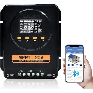 ECO-WORTHY MPPT Solar Charge Controller 12V/24V 20A,Bluetooth & APP Monitoring,LCD Display, Solar Panel Regulator for Gel,SLA,FLD,LFP Battery in Solar System,RV