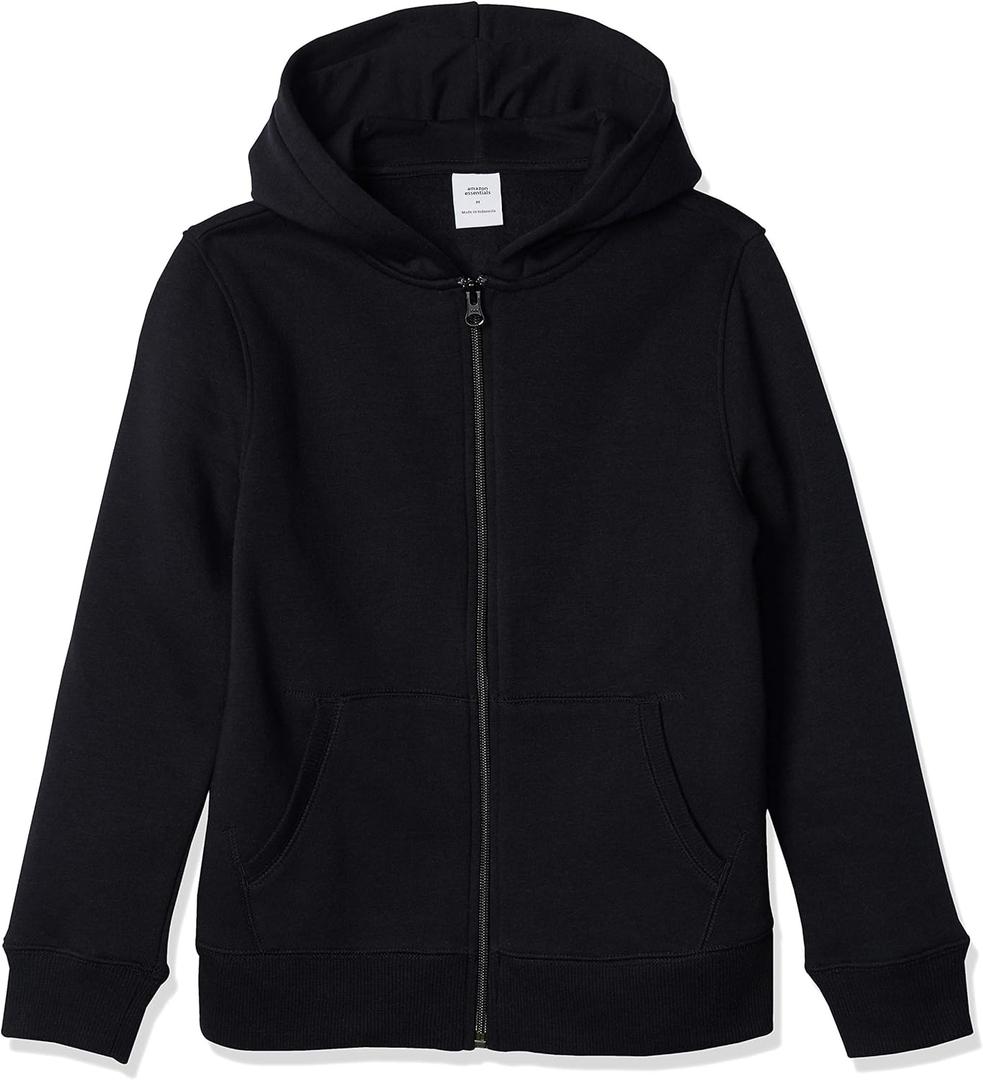 Amazon Essentials Hoodies - Boys' Zip-Up Sweatshirt (X-Large, Black)