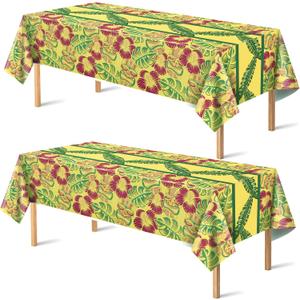 3 x OHOME Luau Party Decorations - Plastic Tablecloth for Summer Party Decorations | Love Island Hawaiian Theme Decor for Tropical Beach Pool Birthday Backdrop Favors Supplies, 2 Pack, 51.2 inches by 86.6 inches