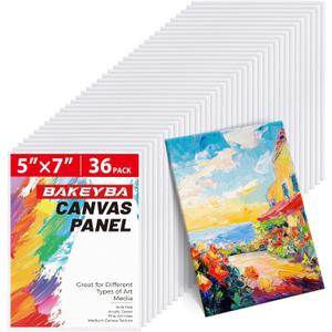 Canvas Boards for Painting 36 Pack, 5x7 Inch Painting Canvas Panels, 100% Cotton White Blank Art Supplies for Acrylics Oil Watercolor Tempera Paints