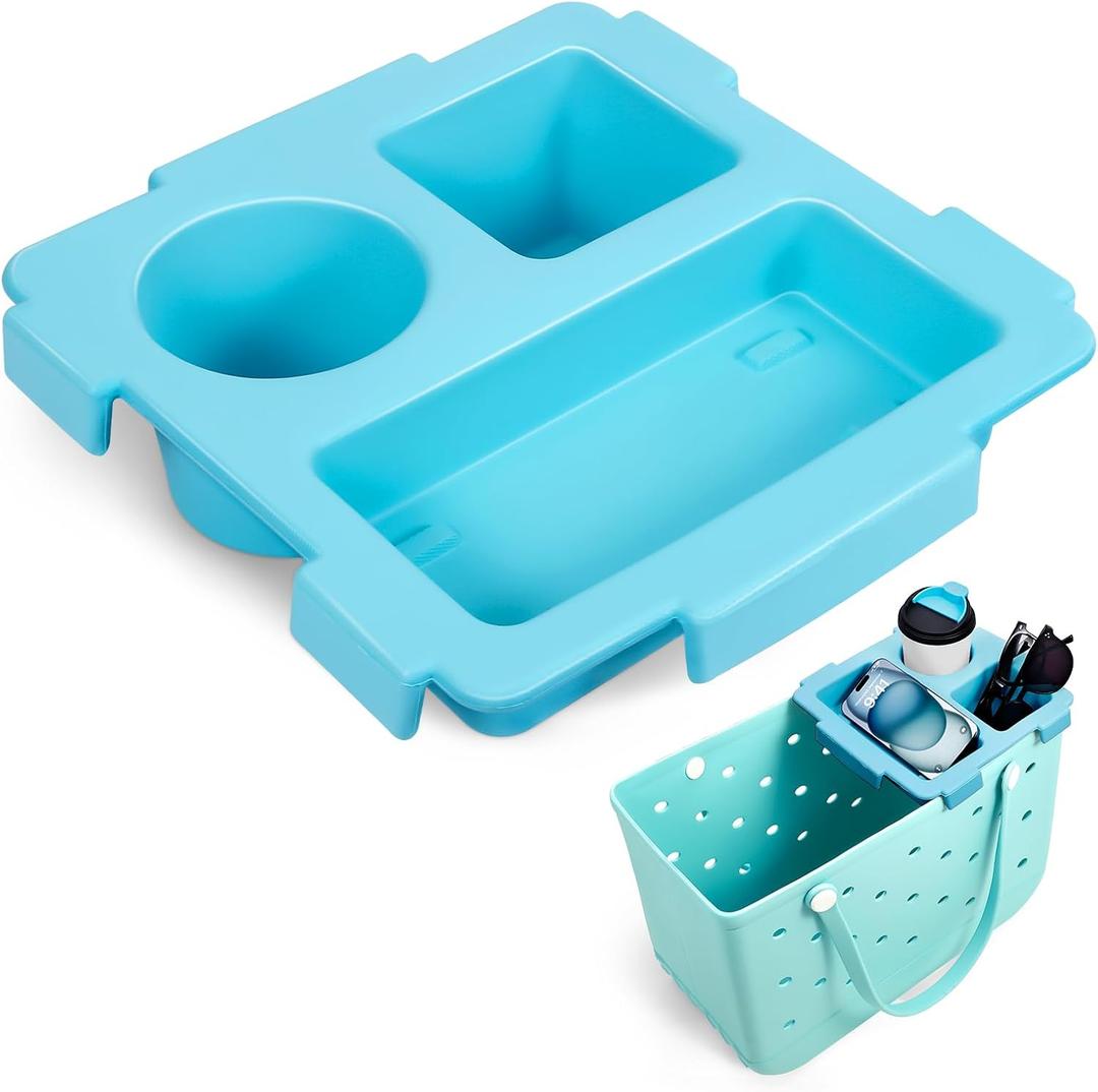 Half Topper Tray Accessories for Bogg Bag X-Large, Waterproof EVA Phone Holder & Top Cup Holder Fit for Stanley Cup 40oz - Organizer & Tray Topper for Bogg Bag (Blue)