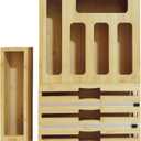 Bamboo Storage Bag Organizer, with Foil, Wax, and Plastic Wrap cutter, 9 in 1