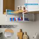 2Pack Under Shelf Basket Organizer,Adjustable Hanging Holder Storage for Cabinet Pantry Kitchen Cupboard Desk Counter Bookshelf Organization Add-on Space Saver Heavy Duty Slide-in,White (Large)