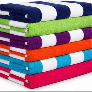 Beach Towels 6 Pack Large 30x60-100% Cotton Beach & Pool Towels Bulk Cabana Stripe - Quick Dry Bath Towel Set for Swim, Beach Essentials, Bathroom, Hot Tub, Yoga, Hotel & Airbnb Guests
