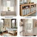jinchan Floral Linen Tier Curtains Blue Flower on Beige Cafe Curtains 24 Inch Length Kitchen Living Room Bedroom Bathroom Farmhouse Rustic Country Rod Pocket 2 Panels