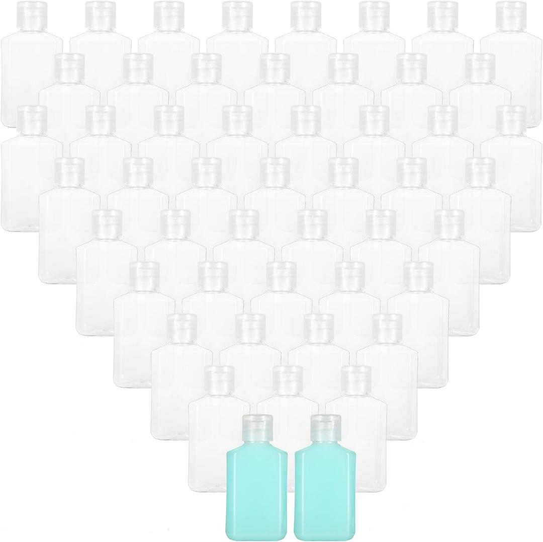 APACALI 100PCS Plastic Travel Bottles 2oz Mini Shampoo Bottles Small Empty Bottles Refillable Cosmetic Containers with Flip Cap Clear Portable Small Bottles for Liquid, Lotions, Toner, Body Soap