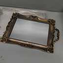 Antique Decorative Gold Framed Square Mirror Tray, Jewelry & Cosmetics Organizer for Dresser, Square - 9.5" W x 14.5" L (Bronze)