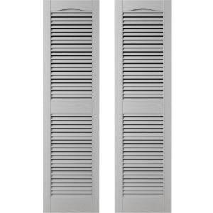 Builders Edge 12 in. W x 43 in. H Builders Edge, Standard Cathedral Top Center Mullion, Open Louver Shutters, Includes Matching Installation Spikes (Per Pair), 030 - Paintable