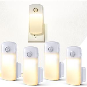 Enhon 4 Pack Emergency Power Failure Night Lights, Motion Sensor Night Light, Automatic Dusk to Dawn, Emergency Lights for Home, Bedrooms, Hallways, Black Outs, Rechargeable
