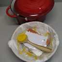 Dutch Oven for Bread Baking - incl. Sourdough Bread-Baking Supplies like Banneton Bread-Proofing Basket - 5QT Enameled Cast Iron Bread-Oven with Lid, Bread-Pan Sour Dough Starter Kit (Red)