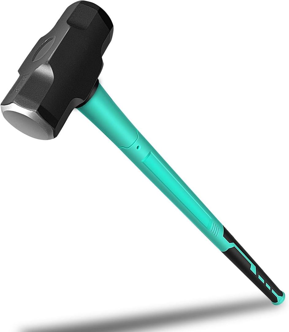 Sledge and Club Hammer with Heavy Duty Construction, Ergonomic No-Slip H-Grip Handle, Fiberglass Core, High Strength Steel for Construction,Land Management, Yard Work (B-B-6LB)