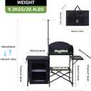 Nice C Camping Kitchen Station, Camping Table, Picnic Table, Portable Grill Table, Folding Cook Table, Upgrade Light Stand and Windshield Station & Organizers, Carry Bag for Beach, Picnic (Black), 56.9"-72" x 15.8" x 27.8"