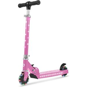 Jetson 2-Wheel Light-Up Kick Scooter, Light Up Deck and Wheels, Height Adjustable Handlebar, Rear Brake, Easy-Folding Mechanism, 4 or 6 inch wheels (Jupiter Pink)