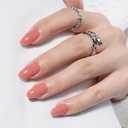 2 x Peachy Pink Press On Nails, Short Almond Reusable Nails with Glossy Finish | Includes 32 nails, glue, and 16 sizes for an easy fit and a glossy coral-nude finish for a natural salon-style look at home
