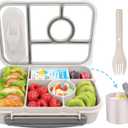 4 x Lunch Box for Adults/Kids/Toddler,5 Compartments Bento Lunch Containers with Sauce Vontainers,Microwave & Dishwasher & Freezer Safe,BPA Free(White)