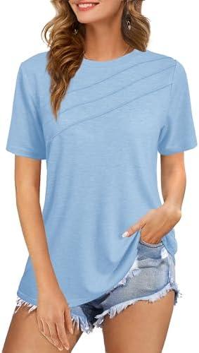 JomeDesign Summer Tops for Women Short Sleeve Crew Neck Shirts Loose Casual Tshirts Fashion Clothes, L