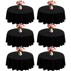 joybest 5 Pack Round Tablecloths 90 Inch Black Polyester Table Cloth for 30-60 Inch Tables, Stain and Wrinkle Resistant Washable Fabric Table Cover for Wedding, Party, Reception, Banquet