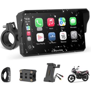 Carpuride W602S PRO Motorcycle Carplay & Android Auto with Type-C Port, 6.25" Motorcycle GPS Navigation System Supports OTA, Car Play Moto Screen with Wired Controller, Dual Bluetooth, Waterproof