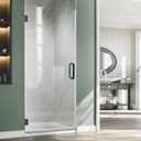 Hinged Shower Door, 36" W X 76" H Single Swing Frameless Shower Door, 5/16" (8mm) Bathroom Shower Glass Door in Matte Black, Clear Tempered Glass Door with Handle and Seal Strip