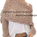 Knitted Cable Wrap Shawl with Sleeves, Multifunctional Scarf