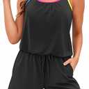 Tempt Me Romper One Piece Swimsuits with Short - Women Boyleg with Pockets Bathing Suit Modest Swimwear (Black) M