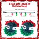 2 Pack C9 LED Christmas String Lights - Each 82ft 100 LED Outdoor String Lights with Timer and 8 Lighting Modes, Plug in Extendable Roofline Lights String for Outside Yard Christmas Holiday Decoration (Red and Green)