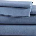 Eddie Bauer - Flannel Sheets Queen Size, Anti-Pilling & Wrinkle Resistant Cotton, Touchably Soft for All-Season Comfort - Bed Sheets with Matching Pillowcases & Fitted Sheet (Solid Blue)