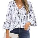 Timeson Work Tops for Women: Business Casual - Womens 3/4 Sleeve Tops and Blouses - Womens Dress Shirts Professional Office Clothing Spring Ladies Tops Interview Formal Attire Fashion Blue White L (L)