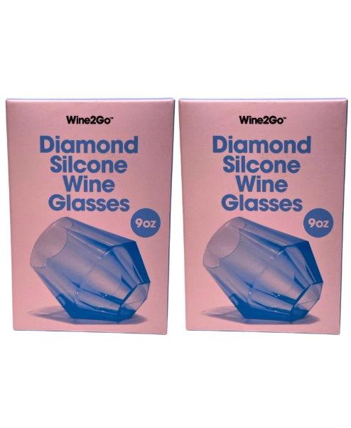 Wine2Go Diamond Silicone Wine Glasses 9oz