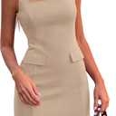 PRETTYGARDEN Womens Summer Sleeveless Mini Dress Square Neck A Line Short Cocktail Party Dresses Trendy 2026 Spring Clothes (Beige, XXL)