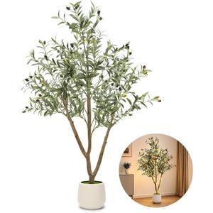 5FT Olive Trees Artificial Indoor with Lights, Realistic Faux Olive Plant