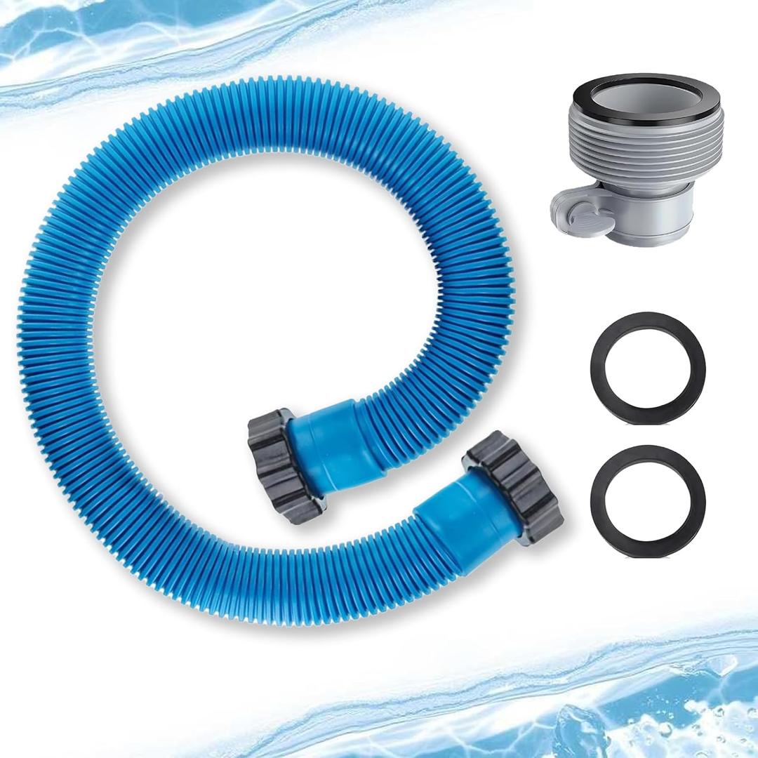 Heavy-Duty 1.5" Pool Pump Replacement Hose Kit Thickened Threaded Pool Hose with B-Type Adapter & Clamps, Above Ground Pool Hose Conversion Kit for 1500+ GPH Pumps, Sand Filters & Saltwater Systems