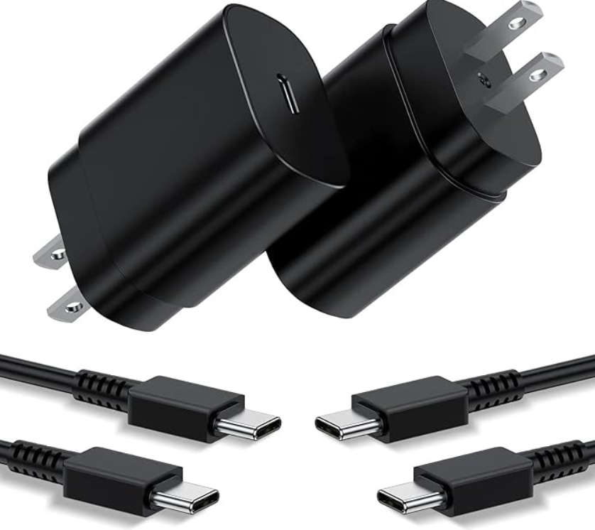 Type C Charger, 2 Pack 25W PD USB C Wall Charger Super Fast Charging Block & 3ft Android Phone Charger Cable for Samsung Galaxy S23 S22 S21 S20 Plus Ultra, Note 20 10 9 8/ S10 S9 S8 Pixel 6 5 4 Pro XL